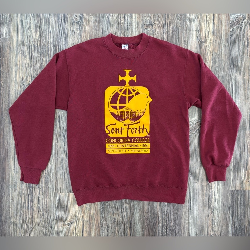 Vtg 90s Soffe Heavy Sweats Concordia College Centennial Crewneck Sweatshirt Lg